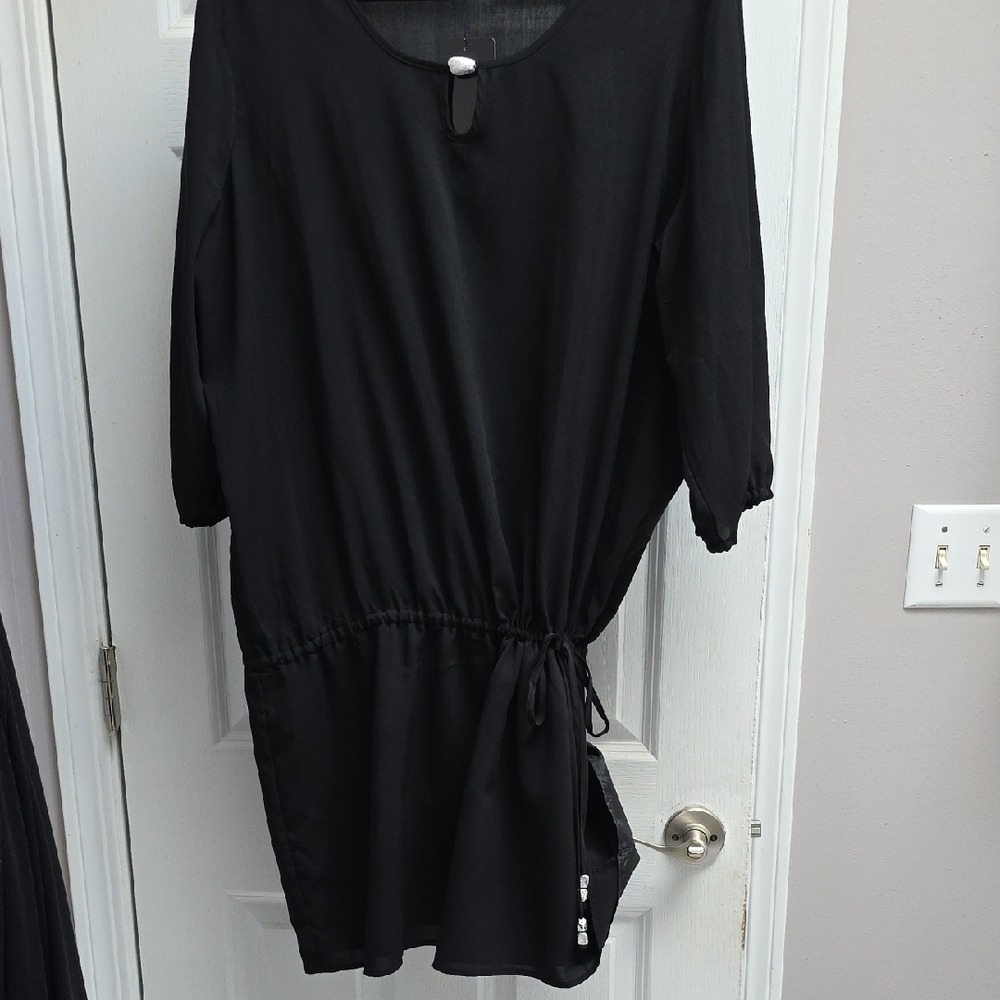 EDaisy Fuentes Dropped Waist w/Drawstring Black Dress *NWT*